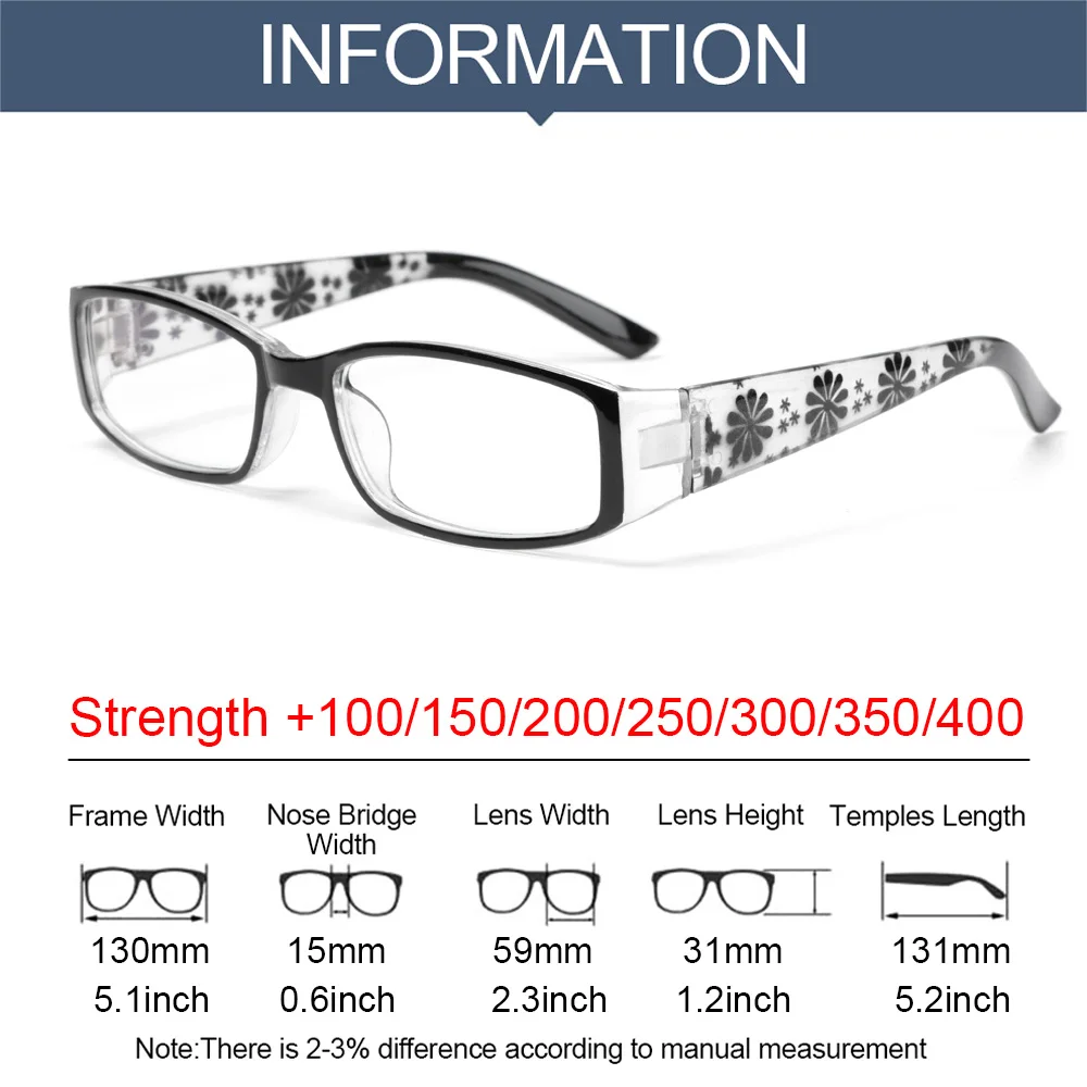 

1Pc Fashion Anti-Blue Light Reading Glasses Urltra Light Eyewear Protector Women Flowers Print Presbyopic Eyeglasses +1.0~+4.0