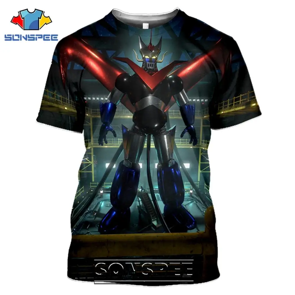 

Men's T Shirt Japanese 2021 Summer Street Casual Harajuku Classic Anime Robot 3D Print Men Tees Shirts Homme