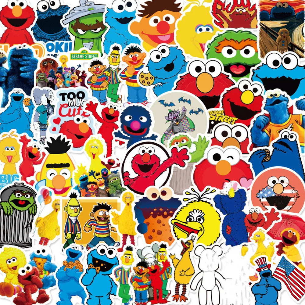 10/50pcs Classic TV Show Sesame Street Stickers For Furniture Wall Desk DIY Chair Toy Car Trunk Computer TV Guitar Motorcycle