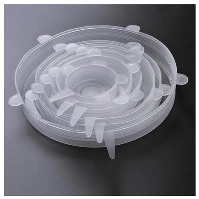 

Silicone Fresh Keeping Cover Reusable Food Wrap Film Elastic Stretch Seal Transparent Cover Kitchen Accessories6 Pcs/ Set