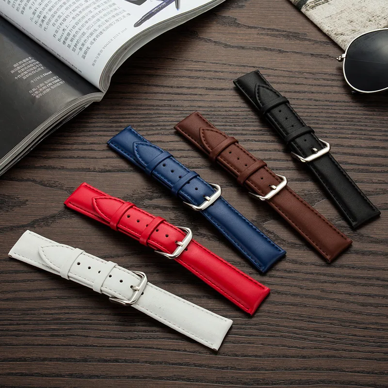 Watch Accessories 12mm-24mm Genuine Leather Watch Band Cowhide Buckle WistWatch Strap For Men and Women Watchbands With Tools