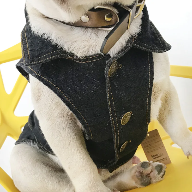 Джинсовая куртка с принтом французского бульдога одежда для домашних животных