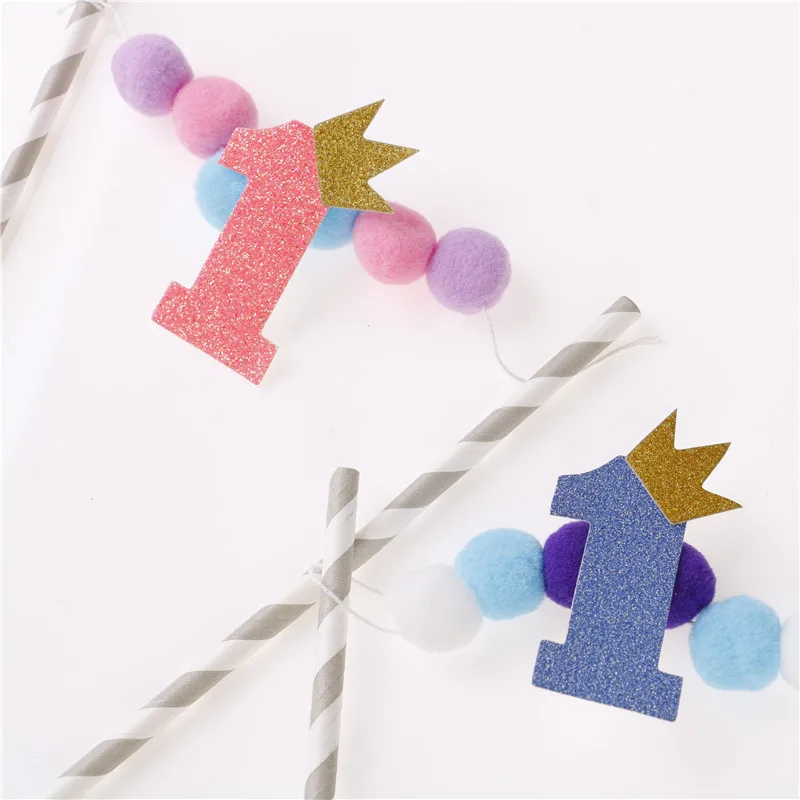 Украшения для торта с помпоном на один год|Товары украшения тортов| |