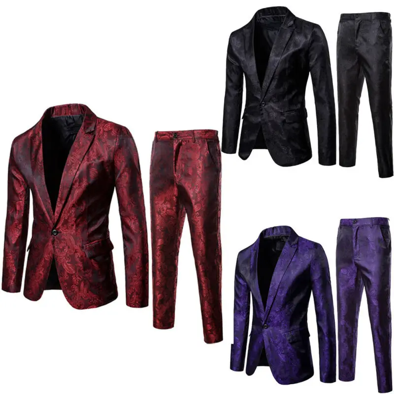 Мужской Блейзер костюм из 2 предметов облегающий смокинг пиджак + брюки