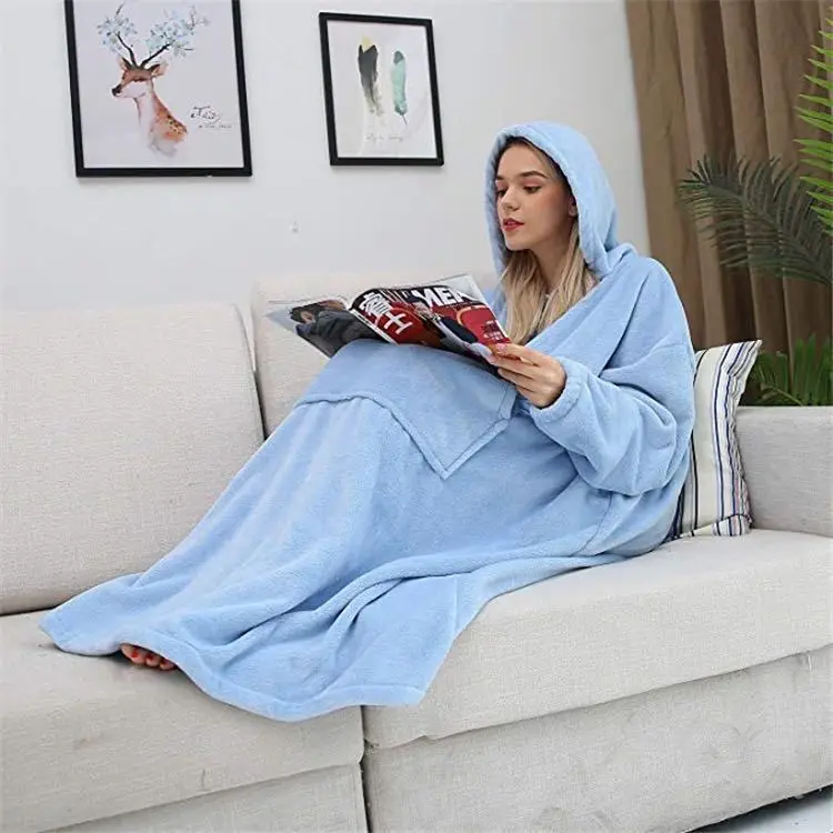 

Winter Newest Fleece Women Hoodies TV Blanket Oversize Loose Sweatshirt Long Sleeve With Big Pocket Lovely Girls Wear Long Robes