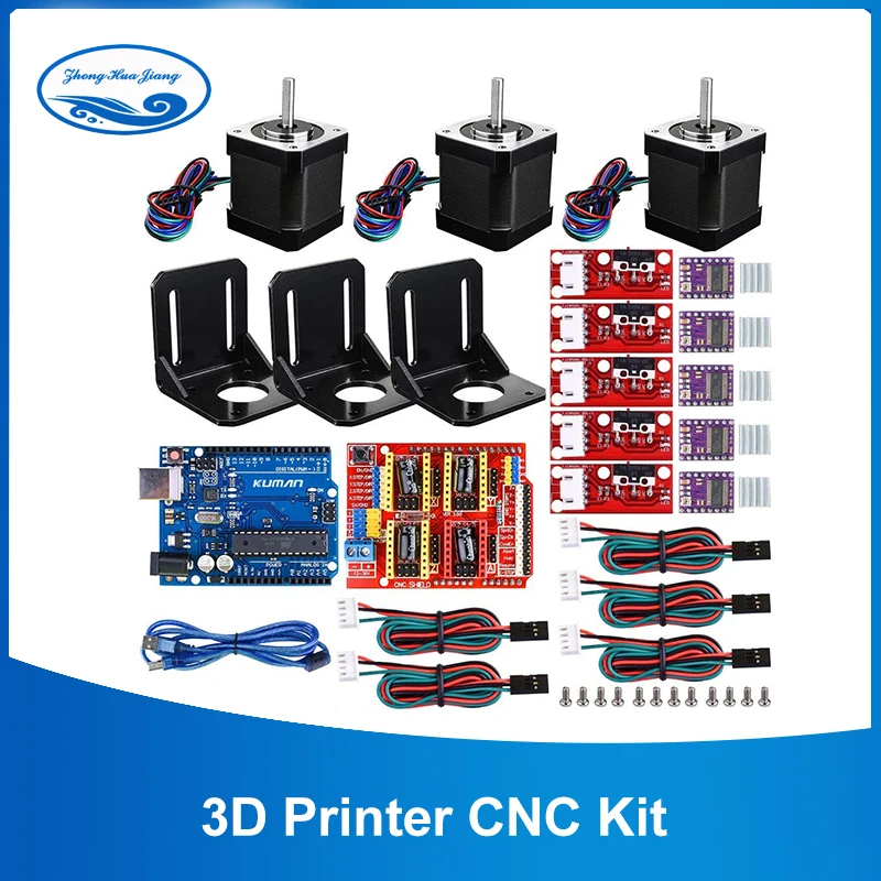 3D Printer CNC Kit,for Arduino GRBL Shield+UNO R3 Board+RAMPS 1.4 Mechanical Switch Endstop+DRV8825 Motor Driver+Nema 17 motor