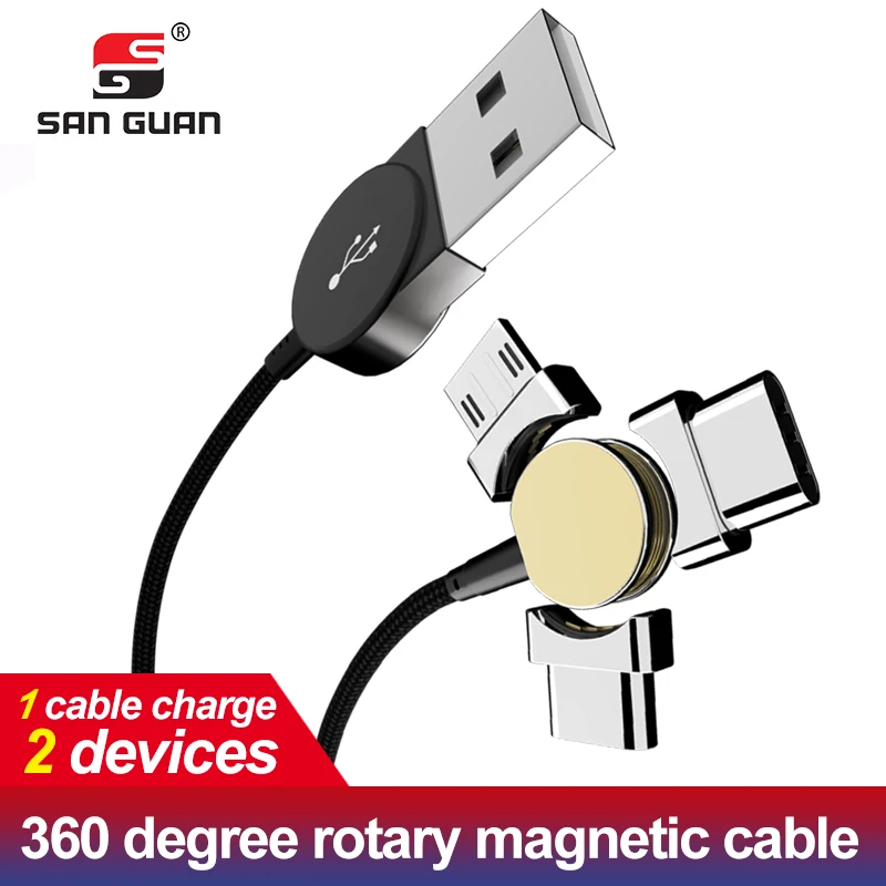 Горячая Премиум 180 градусов Магнитный USB кабель Быстрая зарядка C зарядное