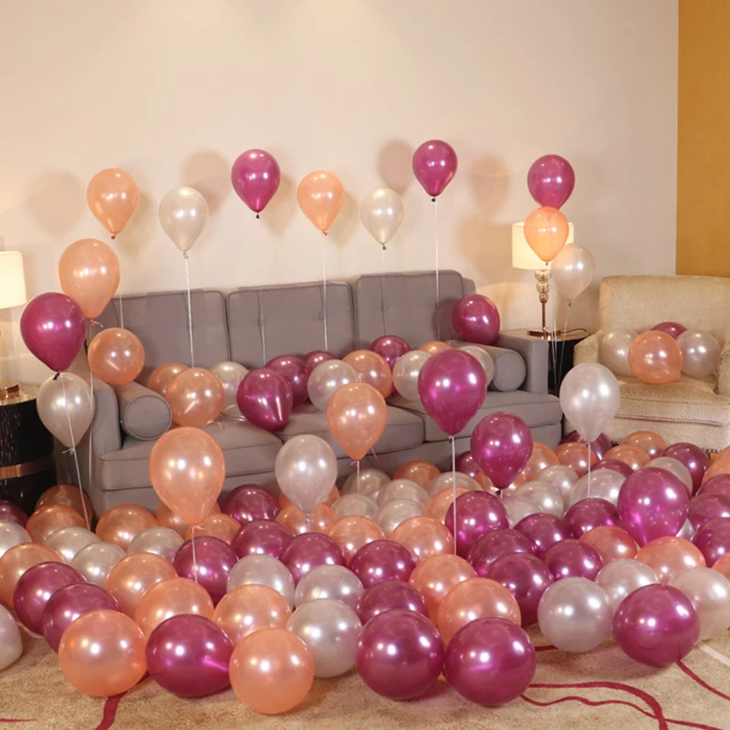 100 шт. цвета розового золота и черного цветов латексные воздушные шары на день