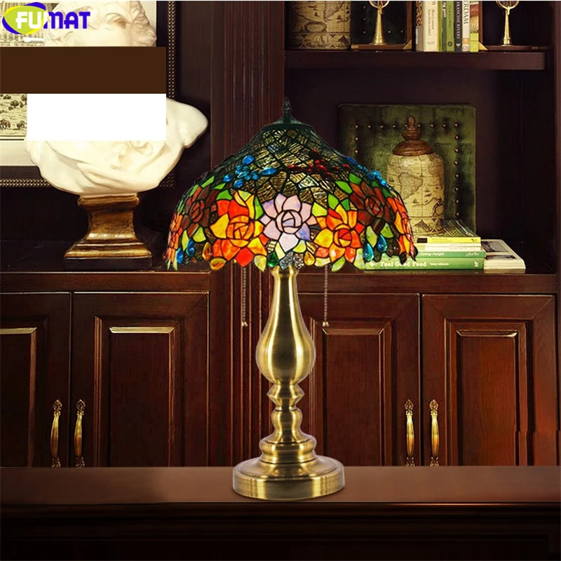 FUMAT красная розовая фиолетовая настольная лампа Тиффани Нефритовая витражная
