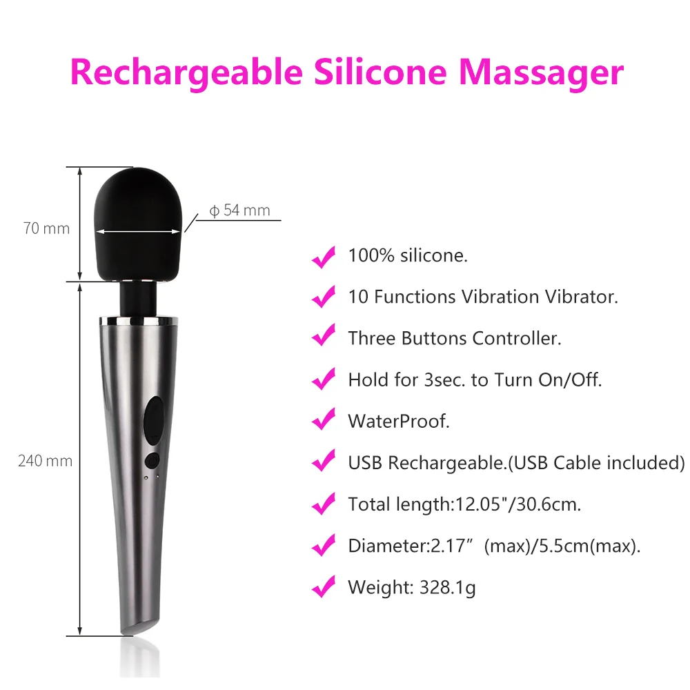 Волшебный массажер LoveTime Магнитный USB зарядка AV фаллоимитатор стимуляция член