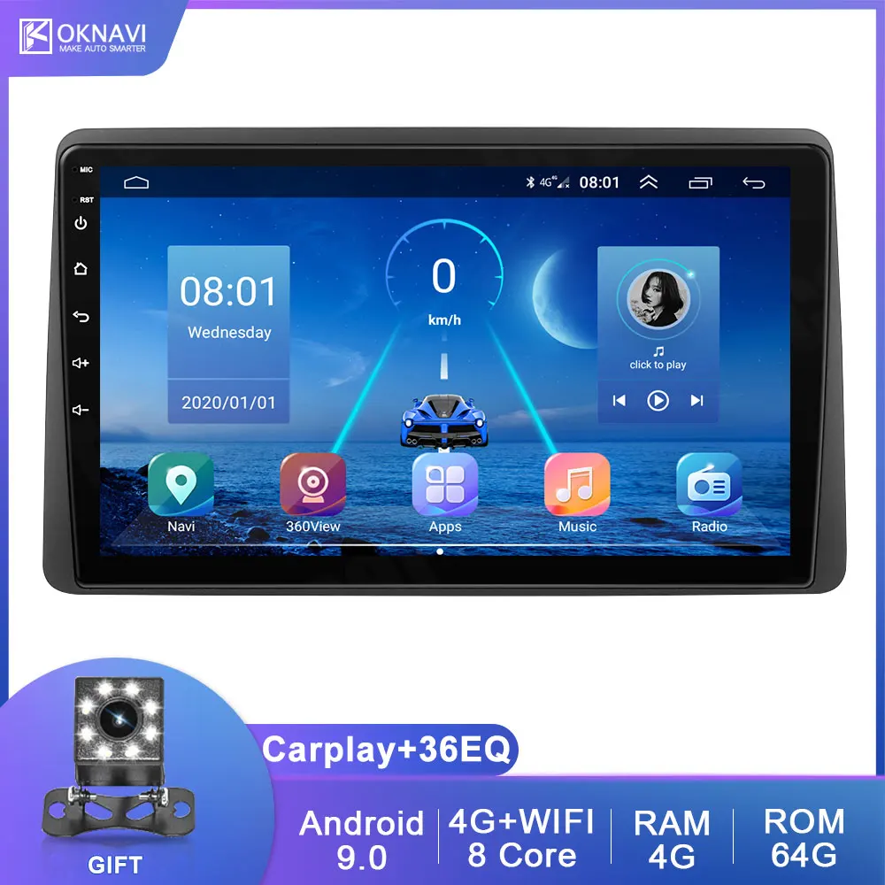 

OKNAVI Android 2 Din Car Head Unit Radio Audio GPS Multimedia Player For Renault Dacia Duster 2018 2019 GPS Navigation No DVD