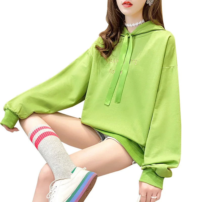 

2020 Oversized Letter Print Women Hoodies Round Neck Long Sleeve Pullover Hoodie Women Sweatshirts Streetwear