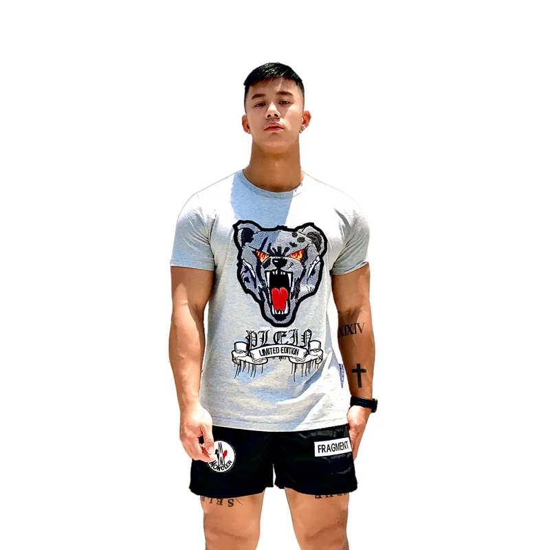 

MEN'S T SHIRT HOMME MONSTER TOWEL EMBROIDERY 100% COTTON SHORT SLEEVE ROUND NECK MEN CLOTHING TEE 2020 NEW SEASON SLIM FIT