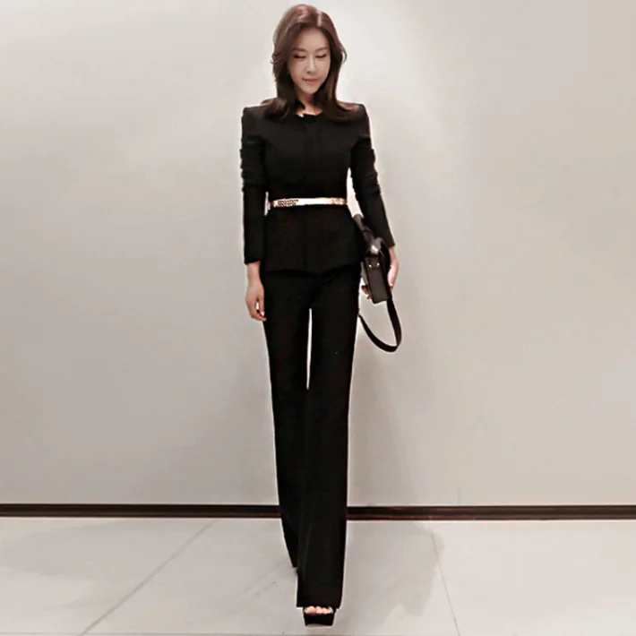 Высококачественная женская одежда 2020 Модный осенне зимний костюм с черным