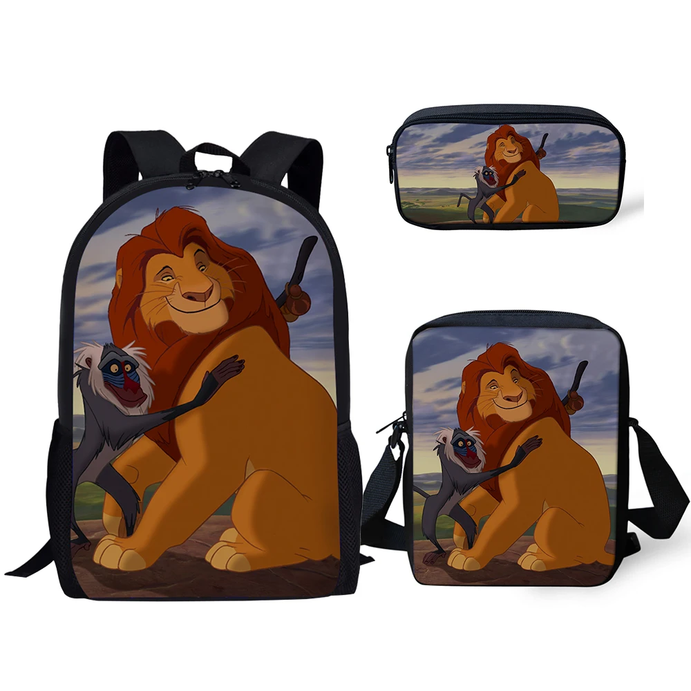 HaoYun Fashion Children's School Backpack The Lion King Pattern Book-Bags Cartoon Anime Design 3PCs/Set Students School Bags
