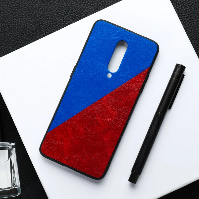 Splicing Color Skin Case For Oneplus 7 Pro Cases PC+TPU+PU Phone Cover 6T Bumper One Plus Back Coque Funda |
