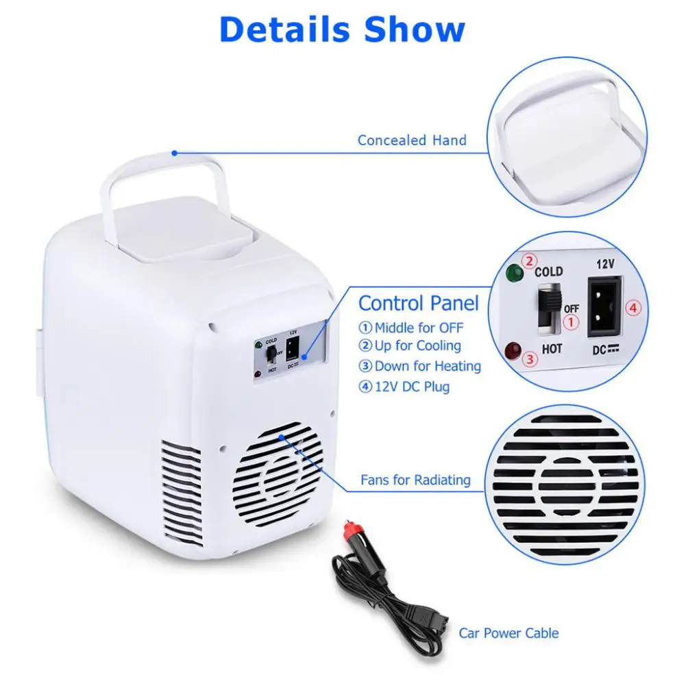

New Car Fridge 4L 12V Cooler&Warmer Refrigerator Ice-box Travel Box ABS No Compressor For Camping Car Accessories
