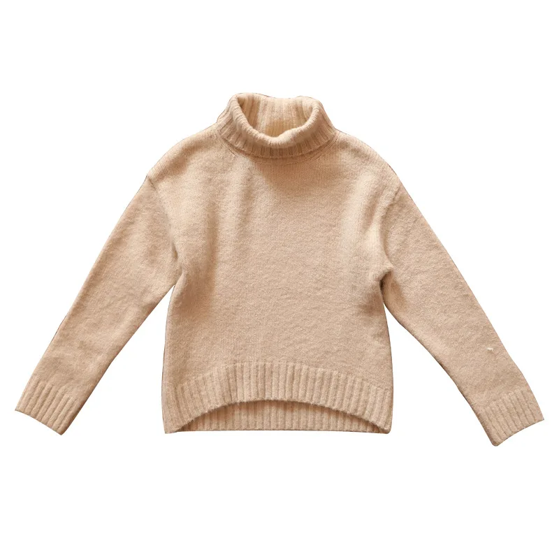 Серый хаки водолазка вязаные пуловеры одежда для девочек мода 2019 детские свитера