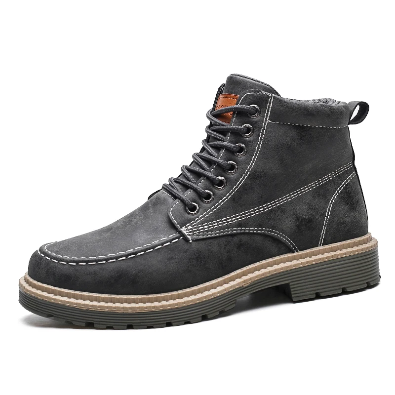 

Fashion Men Boots Autumn Comfy Durable Outsole Lace-up Fashion Shoes Men 2020 Leather Casual Boots Men Brand Design Men's Boots