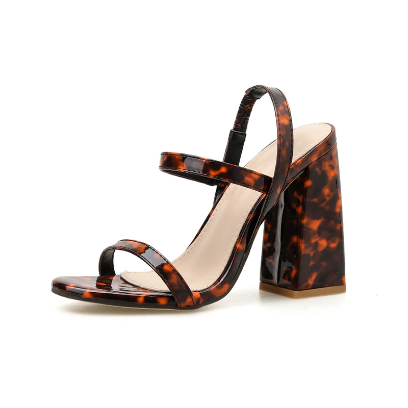 Женские леопардовые босоножки Kcenid вечерние на высоком квадратном каблуке с