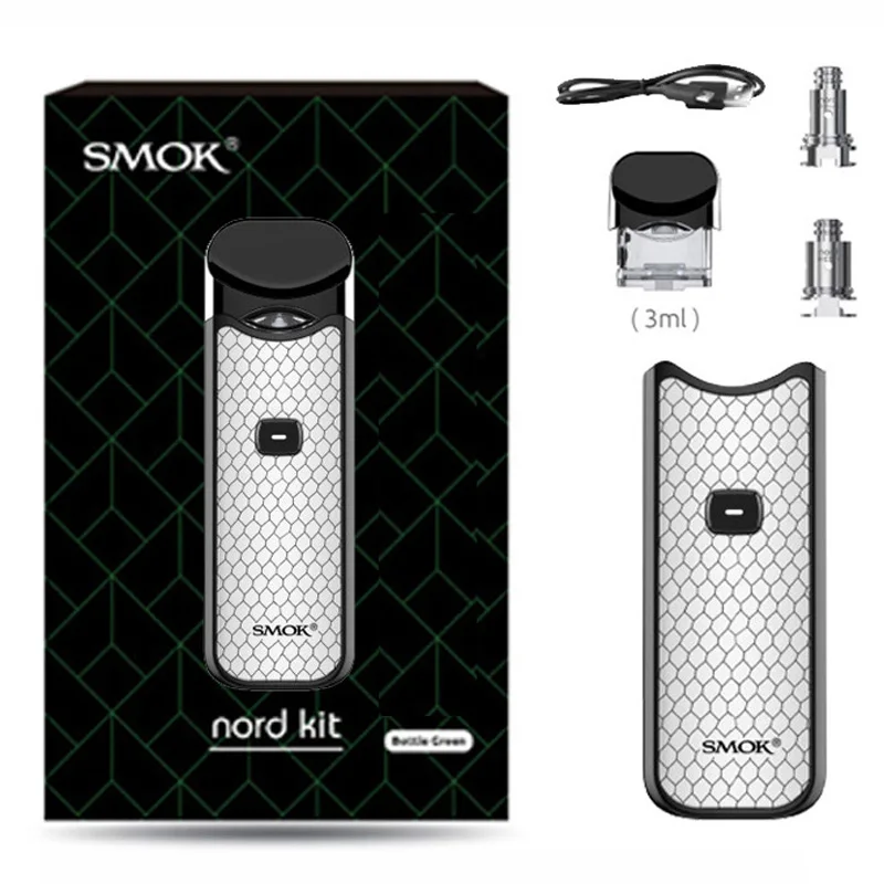 Black white Smok Nord Pod vape комплект с аккумулятором 1100 мАч 3 мл картридж сетка спиральная электронная сигарета Vape pod Kit vs SMOK novo - Цвет: Black white