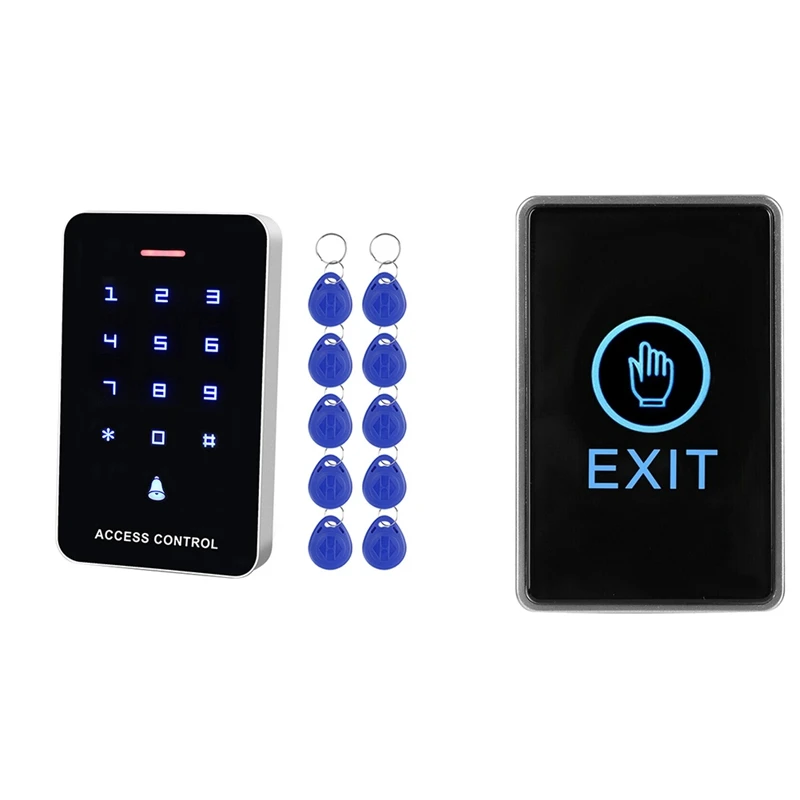

Контроллер доступа WG26, 1 шт., кнопка + 10 брелоков EM4100, бирки и 1 шт. нажимная кнопка выхода, кнопка выхода двери Eixt