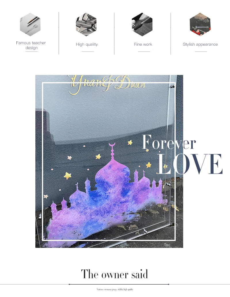 Customize Guestbook Transparent Frame Personalised Wedding Guest Book Alternative Five-Pointed Star Drop Box Top Signature