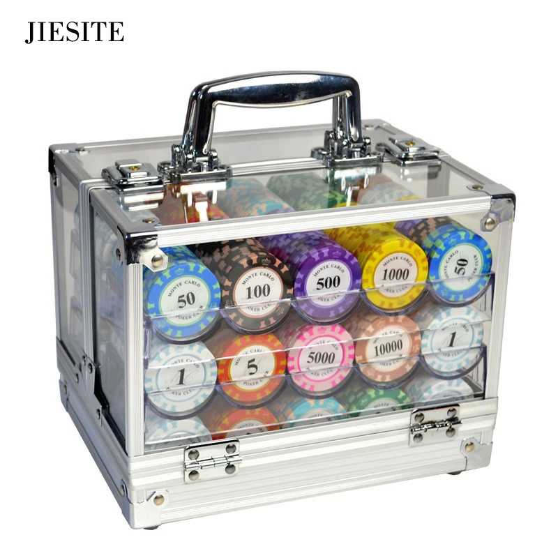 

600/1000PCS Clay poker Chip Sets Texas Hold'em poker chips Box poker coin 14colors and denominatn 14g/pcs