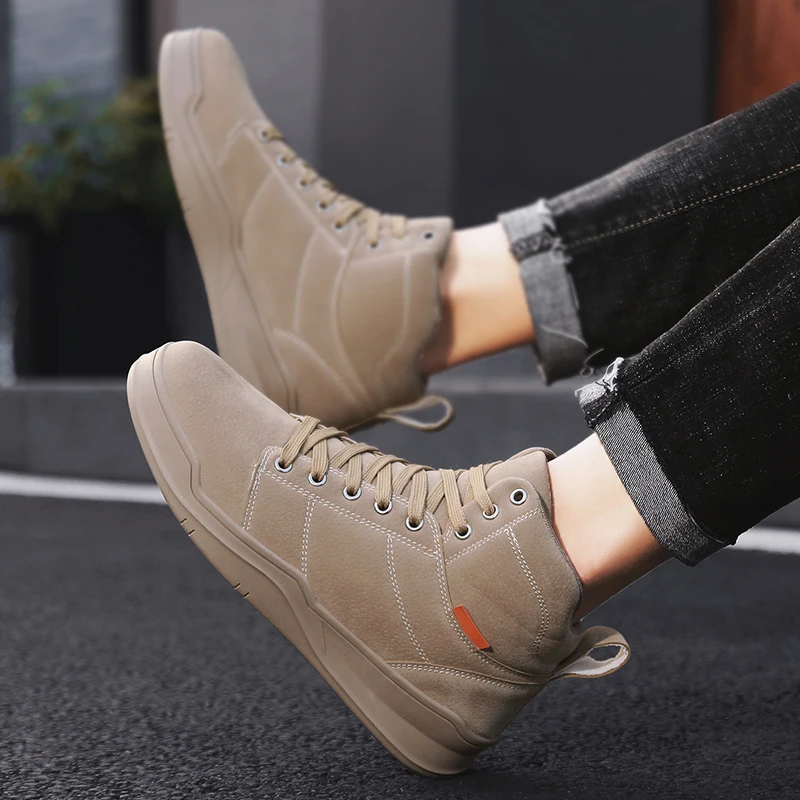 

High quality casual board shoes pig leather men's sneakers autumn and winter sports shoes men sneakers