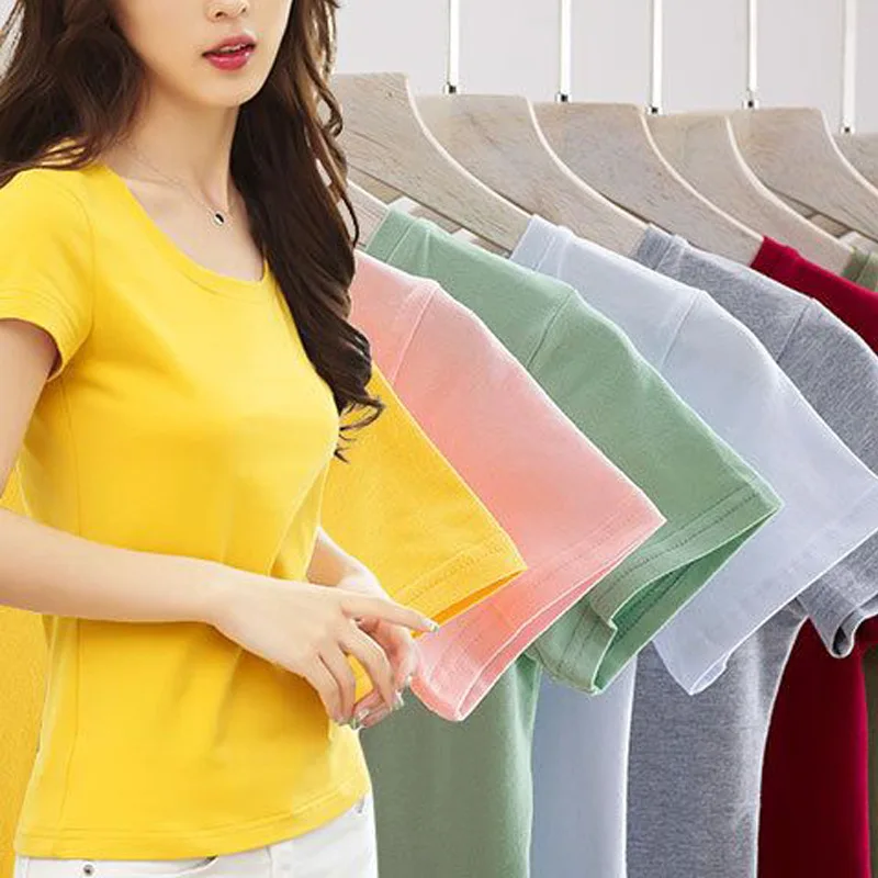 

jbb1254 Slim short sleeve T-shirt women's 2021 new summer half sleeve solid color T-shirt