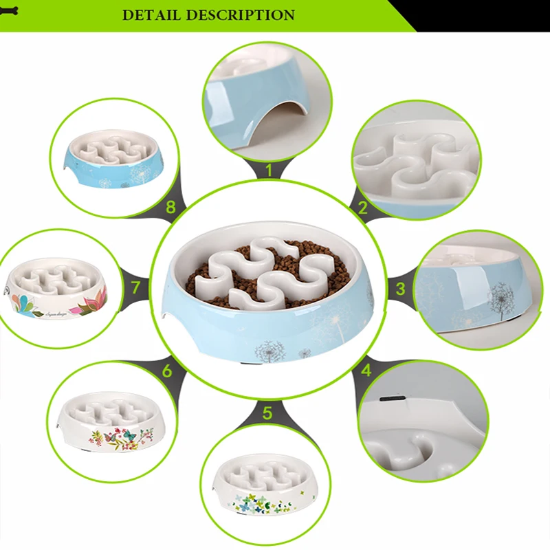 

Dog Slow Food Bowl Slow Feeder Avoid Choking Pet Cat bowl Pet Supplies Basin Anti-Gulping Food-Plate Printed Bowl Cute Color