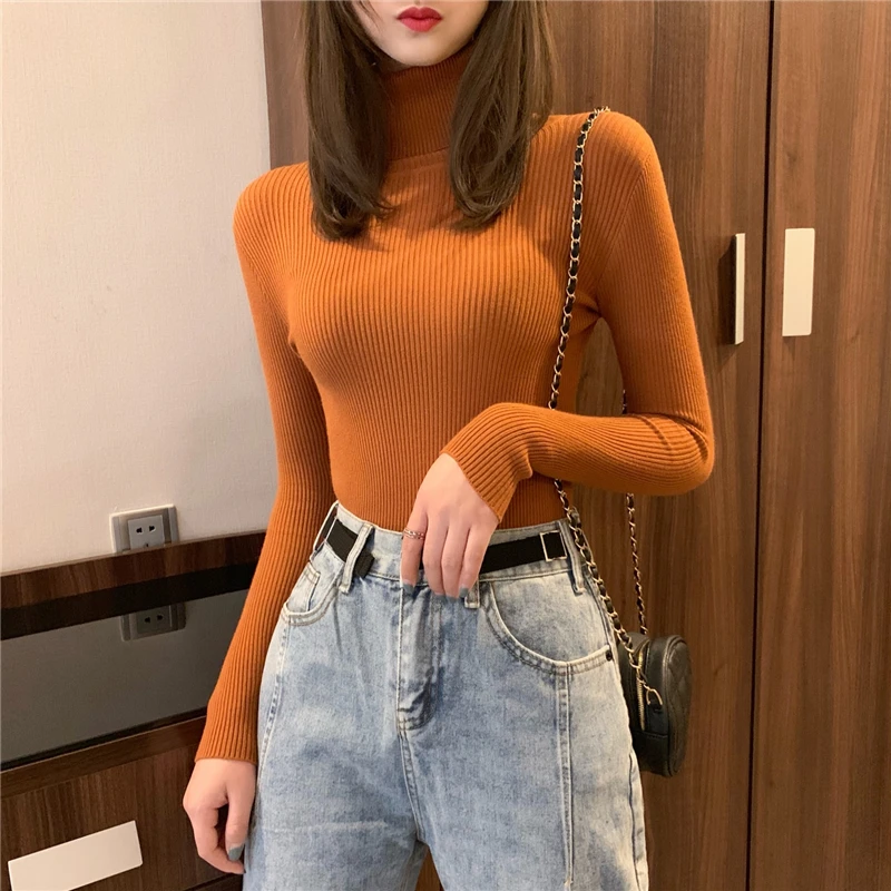

winter Women Knitted Turtleneck Sweater Casual Soft polo-neck Jumper Fashion Slim Femme Elasticity Pullovers