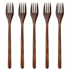 Деревянные вилки, 5 шт. экологически чистые японские деревянные салатные обеденные вилка, посуда, столовые приборы для детей и взрослых (5 шт. без веревки