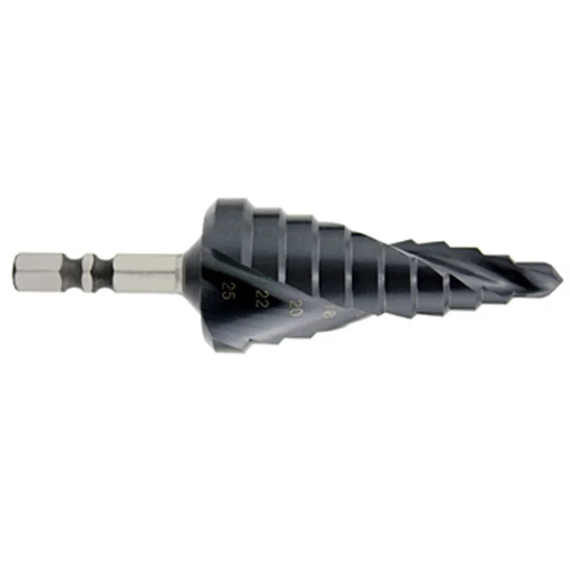 

GTBL HSS M35 Spiral Groove Step Drill Bit 6-25mm for Wood Stainless Steel Metal Hole Saw Tool Set Hex