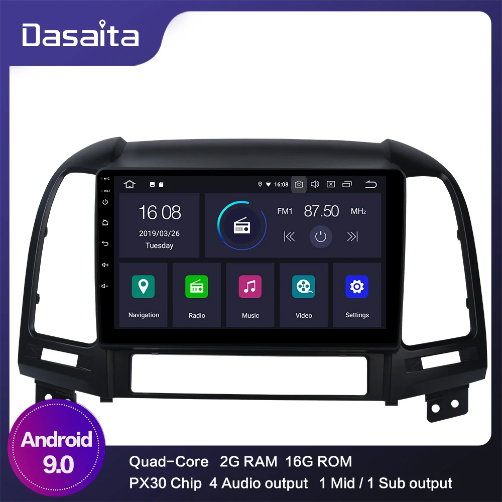 Android 9 0 автомобиля 1 din стерео для hyundai Santa Fe 2006 2007 2008 2009 2010 20112012 автомобиль радио