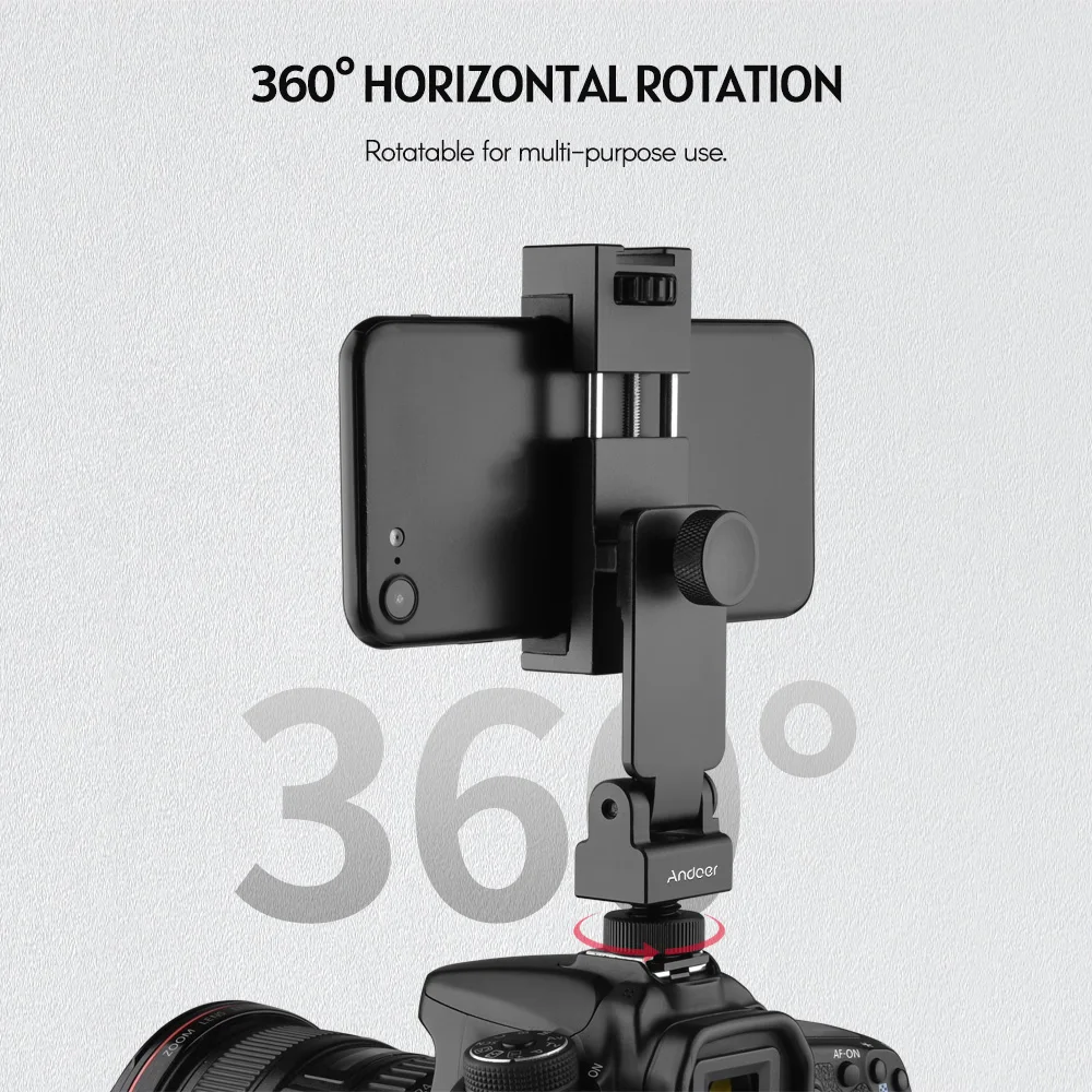 Andoer алюминиевый сплав держатель холодного башмака для телефона Подставка 360 °