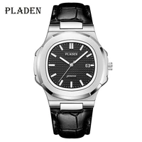 2021 new arrival pladen men watches luxury business leather strap watch male fashion black dial quartz wristwatch dropshipping