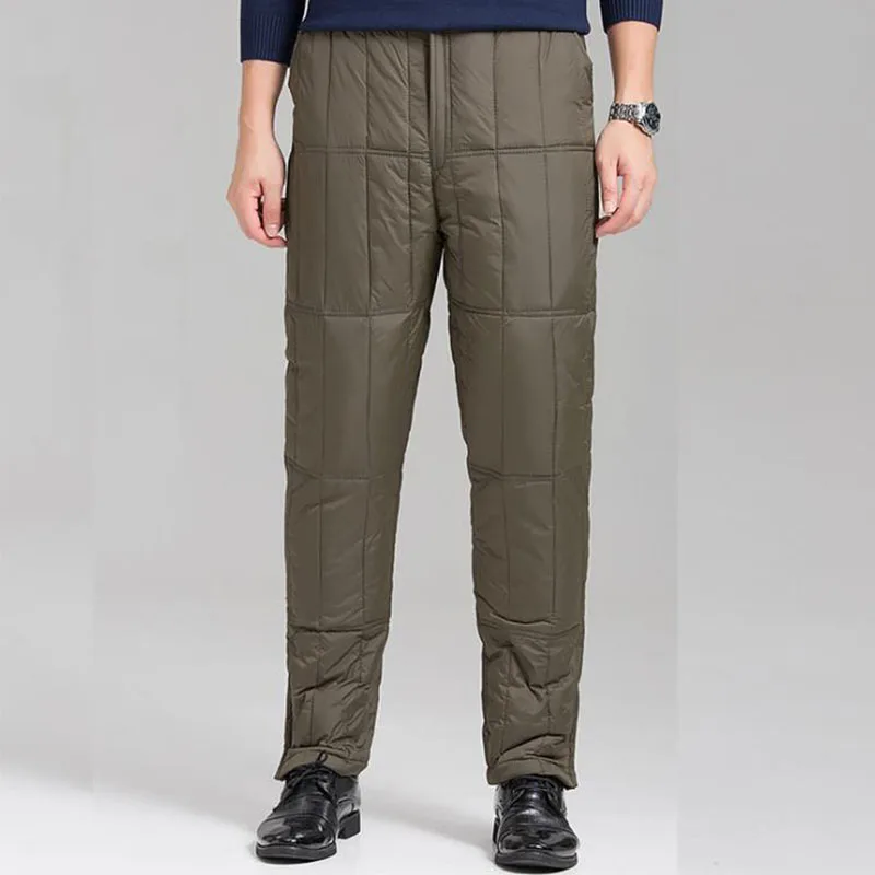 Мужские уличные зимние штаны большого размера на белом утином пуху