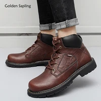 golden sapling classic winter boots men leisure platform shoes retro leather tactical boot man fashion outdoor mens casual shoe