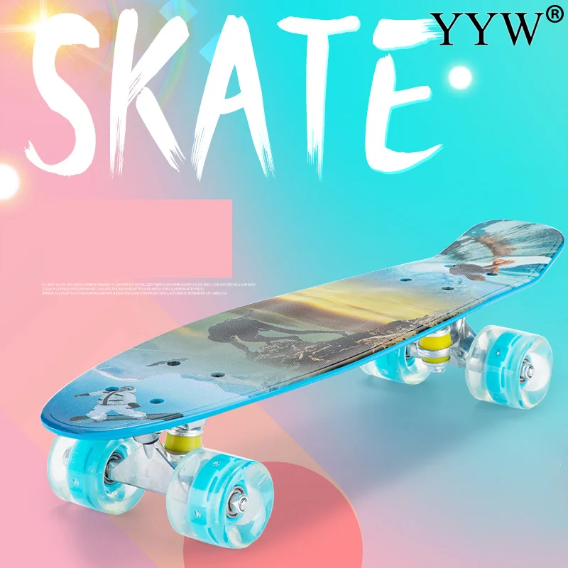 Ролик с подсветкой Скейтборд Мини Крейсер Доска один Kicktail пластиковый тротуар