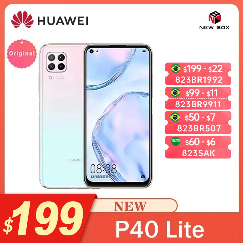 code[SUN1500] HUAWEI Hisilicon Kirin 810 Octa Core P40 Lite 6 ГБ 128 NFC Смартфон 48MP AI камеры 4 &quotFHD экран 40 Вт QC