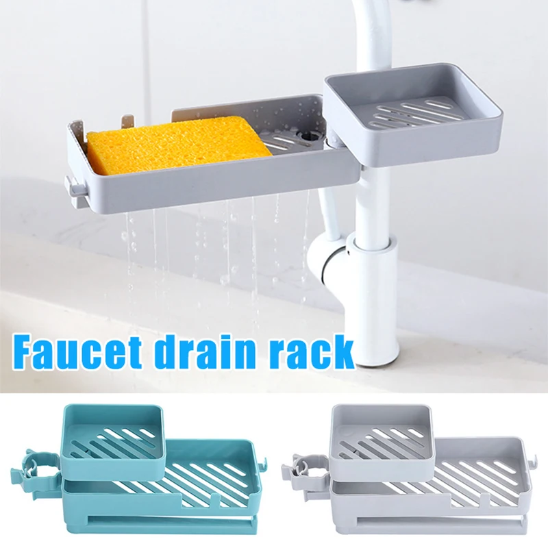 

Double Layer Faucet Rack Multifunctional Sink Sponge Holder Faucet Rack Hollow Storage Shelf for Kitchen --M25
