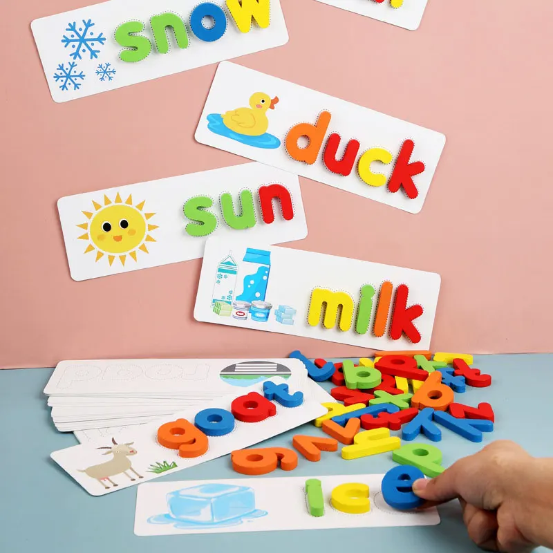 

Puzzle Spell Word Game Wooden Toys Jigsaw Letter Alphabet Preschool Educational Baby Children