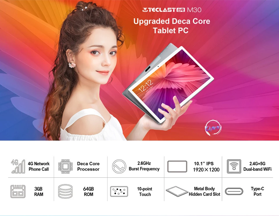 Teclast M30 Phablet 10,1 дюймов планшет android 4G Телефонный звонок Google Play market 3G ram 64 rom 1920*1200 ips Full HD планшеты
