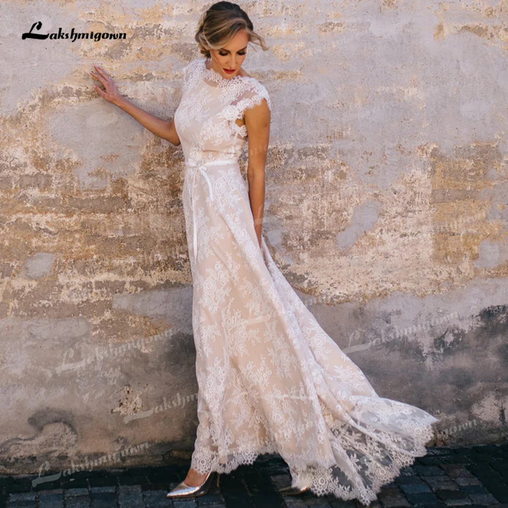 

Женское свадебное платье It's yiiya, белое кружевное платье-трапеция с круглым вырезом, короткими рукавами-крылышками и открытой спиной на лето ...