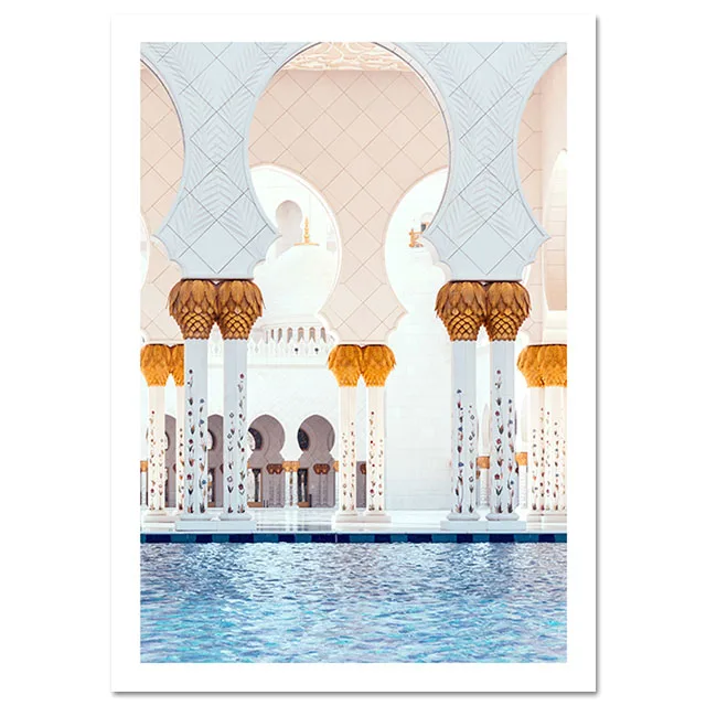 Picture 2 Allah Islamic Wall Art Холст плакат, двери, мусульманское здание, принт, скандинавские декоративные картины, живопись, современный декор в мечети - Цвет: Picture 2