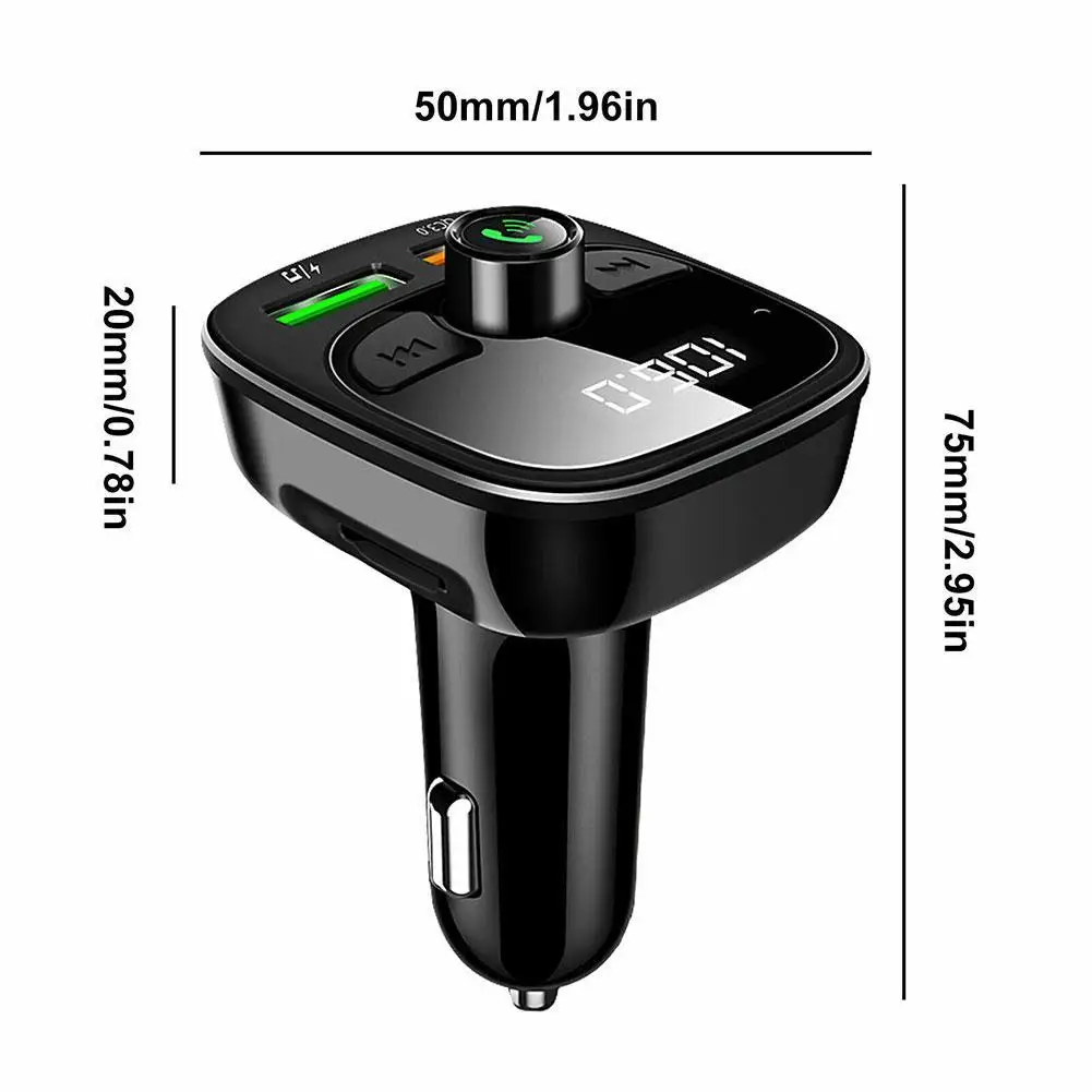 

Wireless Bluetooth 5.0 FM Transmitter QC3.0 Car USB Adapter Dropshipping Universal Phone Charger Charger Radio Player Y3E5