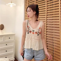 summer 2021 new western style age reducing jacquard knitted vest womens stitching korean sleeveless top