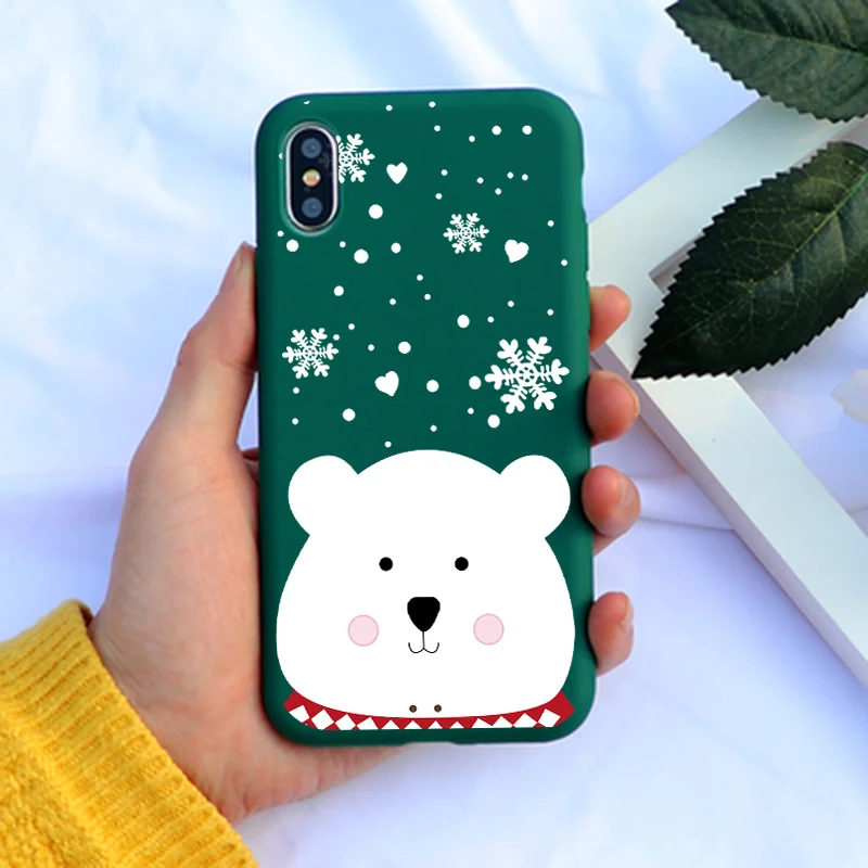 Рождественский мультяшный чехол для iPhone XS X XR XS Max, матовые Мягкие силиконовые чехлы для iPhone 8, 7, 6, 6S Plus, Fundas, подарки на год, чехол