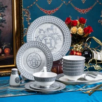 light luxury 58 piece tableware set plate ceramic bone china noodle bowl set of dishes and bowls chopsticks gift